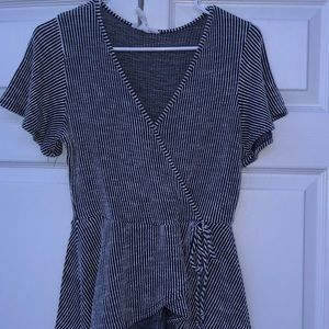 Black and white striped blouse